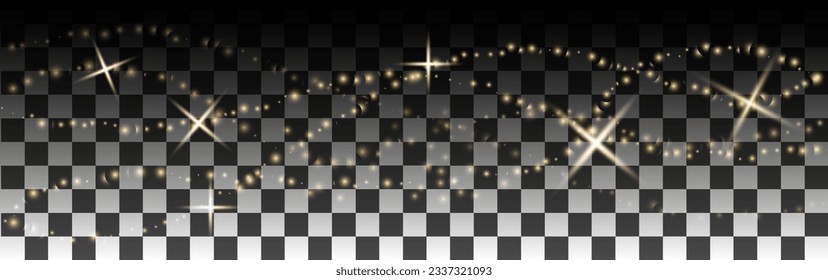 Bokeh, sparkles, shimmer on transparent background, festive shiny background, wallpaper, for Christmas and New Year, vector illustration in eps10 format