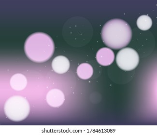 Estilo bokek de círculos abstractos de brillo borroso luces de chispa sobre fondo de malla verde oscuro rosa claro