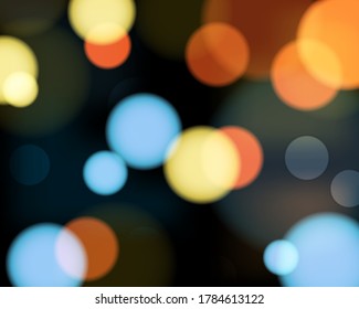 Bokeh-Stil abstrakter Kreise von unscharfem, glänzendem Funkenlicht auf orangefarbenem gelbem Hintergrund