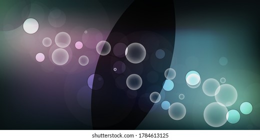 Bokeh style of abstract circles of blur glow spark light on blue violet dark mesh gradient background