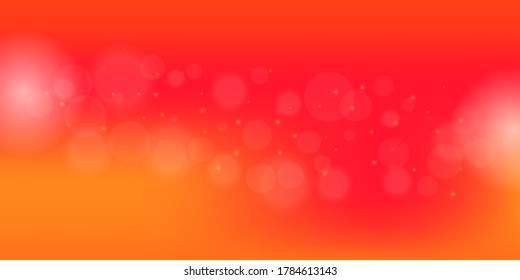 Bokeh style of abstract circles of blur glow spark light on red orange mesh gradient background