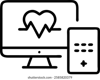 Bokeh telemedicine remote monitoring with digital overlays copy space concept as Telemedicine remote monitoring setup with digital overlays showing patient vitals and health data on devices against a
