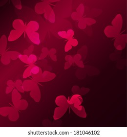 bokeh texture, butterfly on red background, vector illustration