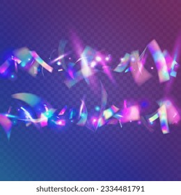 Bokeh Tinsel. Cristal Confetti. Shiny Prism. Webpunk Foil. Pink Blur Glare. Hologram Background. Digital Art. Retro Realistic Backdrop. Violet Bokeh Tinsel