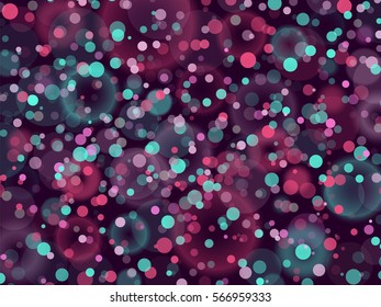 Bokeh vector background. Colorful circles texture for holiday posters. Simple bright lights wallpaper. Backdrop for web design or printed products.