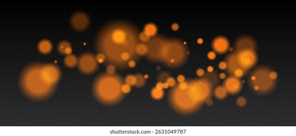 Bokeh. Warm glowing circles with blur and transparency on dark surface, abstract dreamy light spots for romantic or festive backgrounds.
