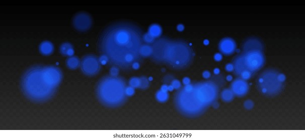Bokeh. Círculos brilhantes quentes com desfoque e transparência na superfície escura, pontos de luz abstratos para fundos românticos ou festivos.
