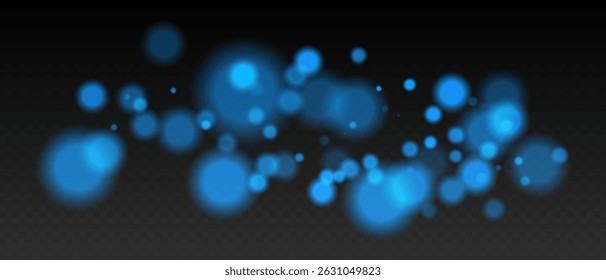 Bokeh. Círculos brilhantes quentes com desfoque e transparência na superfície escura, pontos de luz abstratos para fundos românticos ou festivos.
