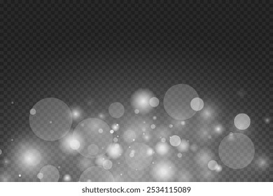Bokeh white glare light effect.  Glitter and light effect. Vector illustration EPS 10