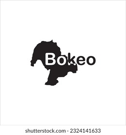 Bokeo map and black lettering design on white background