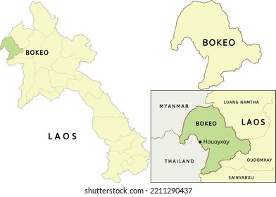 Bokeo Province Location On Map Of Laos. Capital City Is Houayxay