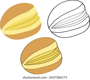 Bola de berlim (portugiesischer Eiercreme-Donut). Vektor-Icons