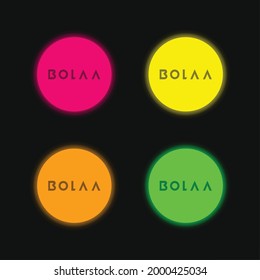 Bola A Logo four color glowing neon vector icon