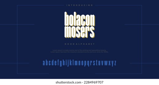 Bolacon Mosers Abstract minimal modern alphabet fonts. Typography technology vector illustration