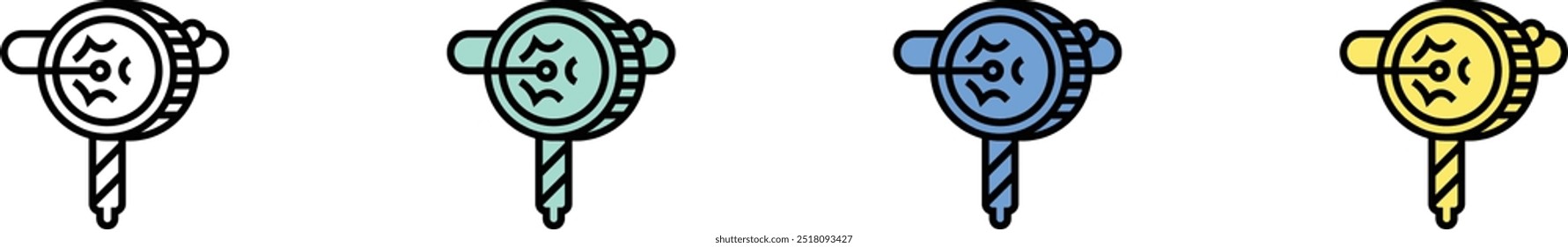 bolang gu icon. Outline, Green, Blue and Yellow Style Design Isolated On White Background