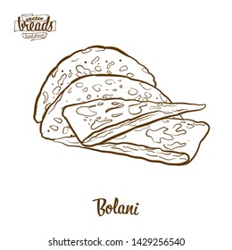 Bolani bread vector drawing. Food sketch of Flatbread, usually known in Afghanistan. Bakery illustration series.