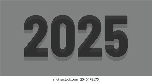 Bold '2025' New Year design, featuring clean typography for a modern look. Ideal for celebratory themes, event invitations, and social media posts welcoming the new year
