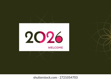 Un atrevido logotipo de tipografía de 2026 en una combinación de colores rojo intenso y blanco. Adecuado para tarjetas de felicitación, marca, promociones de eventos y proyectos digitales. Formato de Vector editable EPS.