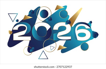 Vector de tipografía audaz 2026: diseño futurista de año Nuevo con contorno dorado