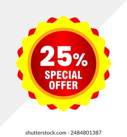 Bold 25% Discount Tag - High-Quality Sale Vector Design