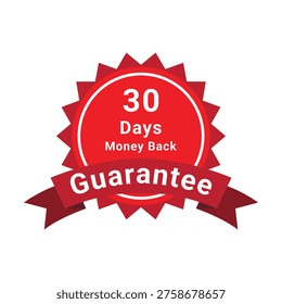 A bold 30 days money back guarantee badge design for promotional use