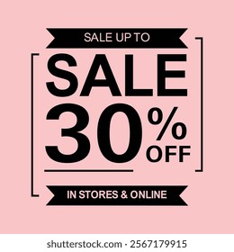Bold UP TO 30% OFF Sale Promotion on Pink Background