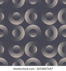 Bold 3d circles seamless pattern trend dot work vector cool abstract background. Halftone art illustration for textile print or home decor. Grainy textured Loopable graphical abstraction for wallpaper