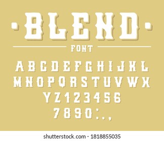 Bold 3D font on a yellow background. Vector illustration with a set of letters and numbers