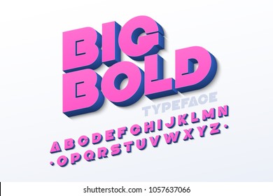 Bold 3d font, vector illustration