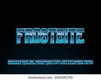 bold 3d frostbite blue chrome metallic text effect with rough metallic finish