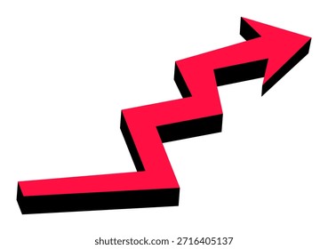 Flecha roja 3d audaz que simboliza el crecimiento financiero y el progreso.