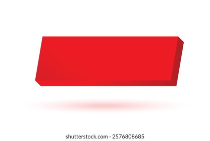 A bold 3D red rectangle with sharp edges and realistic shading. Perfect for modern designs, geometric themes, or eye-catching visuals.