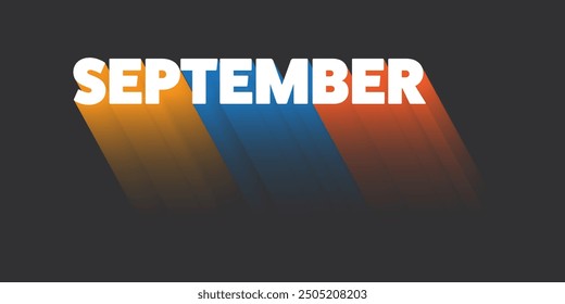 Bold 3D September Typography or Banner Design with Gradient Effect. Colors: Red, Blue, Brown