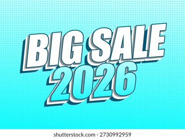 Texto en negrita en 3D GRAN VENTA 2026 sobre un fondo de puntos azules.