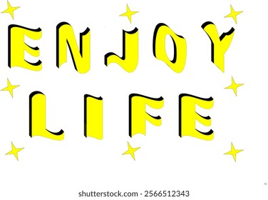 Bold 3D Text Effects 'ENJOY LIFE' - Editable EPS Format for Social Media, Posters, and More