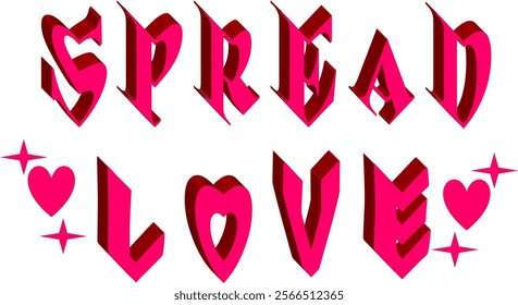 Bold 3D Text Effects 'SPREAD LOVE' - Editable EPS Format for Social Media, Posters, and More

