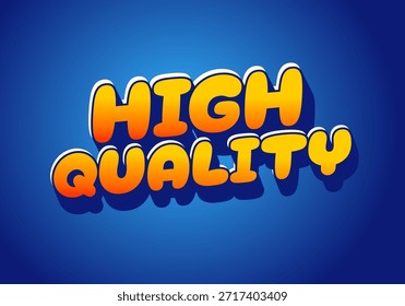 Bold 3D text High Quality on a blue gradient background.