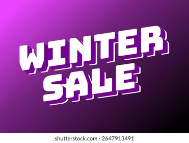 Bold 3D text Winter Sale on a purple gradient background. Good for ads