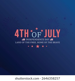 Cartaz ousado de 4 de julho com fogos de artifício e citação patriótica