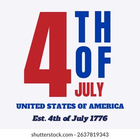 Bold "4TH OF JULY" text with classic American flag pattern for patriotism.