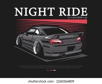 Bold 90s vehicle graphics on tees for car illustration vector design