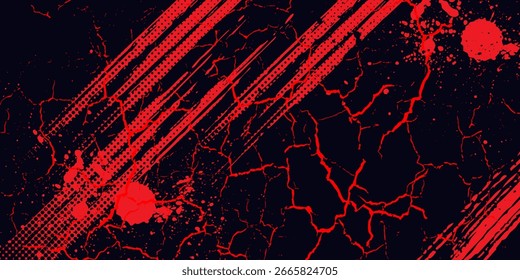 A bold abstract backdrop featuring dynamic red brush streaks and paint splatter on a deep, textured blue canvas perfect for posters, edgy web headers, music or gaming visuals.