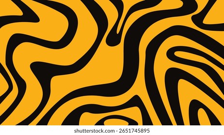 Bold abstract background with black organic squiggle lines on a vibrant yellow backdrop. Ideal for dynamic and creative visual themes.