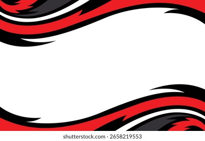 Fondo abstracto audaz con Formas curvas negras y rojas. Un elegante diseño de Anuncio de Vector ideal para uso digital, comercial o promocional.