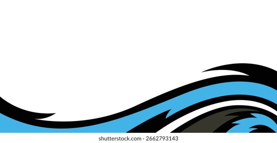 Fette abstrakte Hintergrund blau gekrümmte Formen. Ein schlankes Vektorbanner-Design, das sich ideal für digitale, geschäftliche oder Werbezwecke eignet.