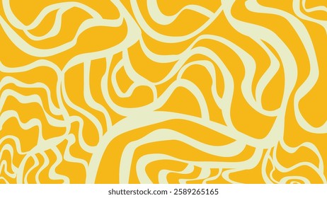 A bold abstract background with curving, irregular lines in bright yellow and soft cream. This energetic design brings warmth and vibrancy, making it suitable for wallpapers, textiles, and branding.