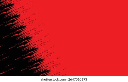 Bold abstract background with a dynamic black brushstroke effect over a vivid red canvas. Ideal for edgy designs, posters, or artistic presentations with a strong visual impact.