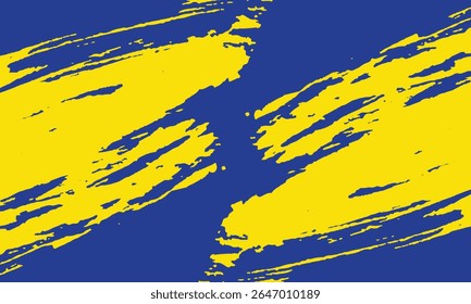 Bold abstract background with dynamic yellow brush strokes over a deep blue surface. Perfect for modern graphic design, artistic templates, and creative digital media presentations.