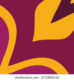 Um fundo abstrato e arrojado de formas orgânicas fluindo em maroon, magenta e dourado plano, moderno e altamente gráfico, ideal para marca, embalagens, cartazes e têxteis.