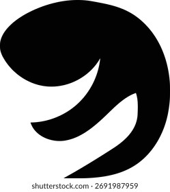 Una forma de remolino negro audaz y abstracto con curvas dinámicas y una sensación de movimiento, aislado sobre un fondo blanco limpio. El diseño es minimalista y gráfico.